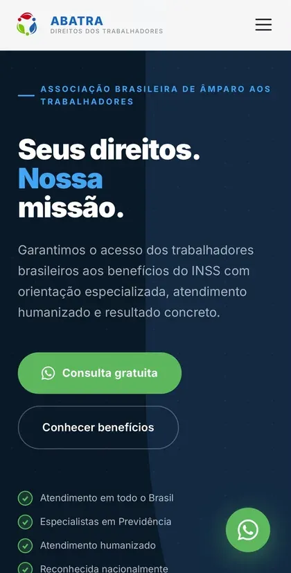 Site ABATRA no celular