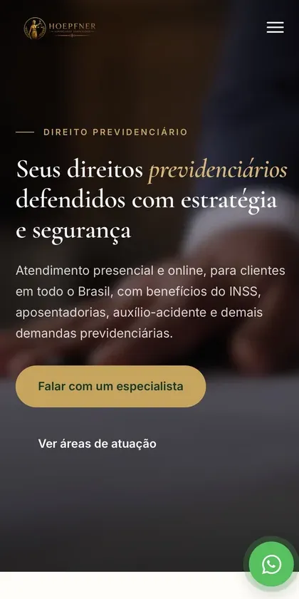 Site Hoepfner Advogados no celular