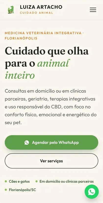 Site Luiza Artacho no celular
